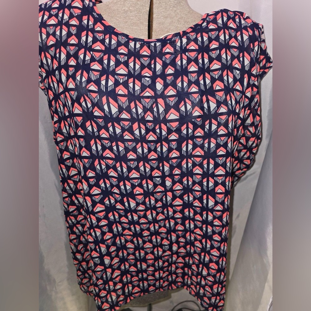 Women's‎ Live 4 Truth 1X Pink And Blue Semi Sheer Tunic Blouse